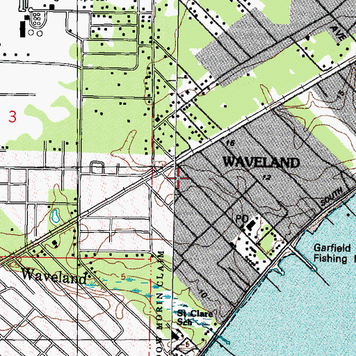 Topographic Map of Waveland Police Department, MS