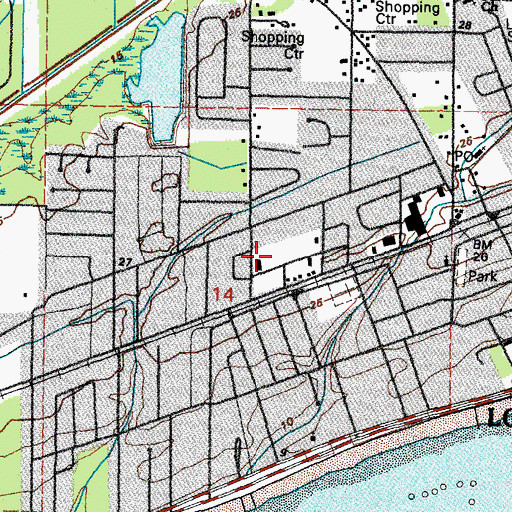 Topographic Map of Long Beach Police Department, MS
