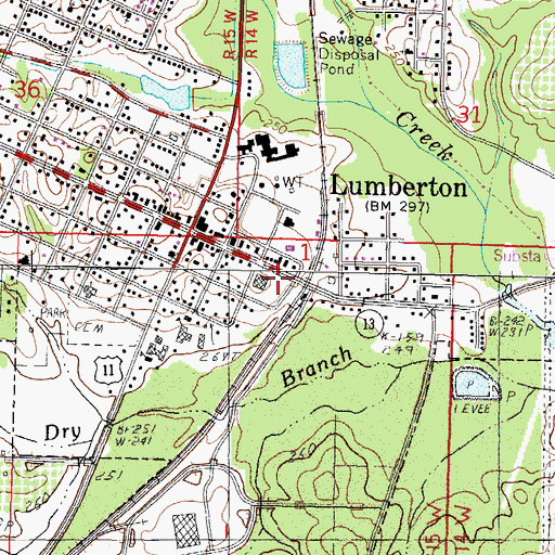 Topographic Map of Lumberton Police Department, MS