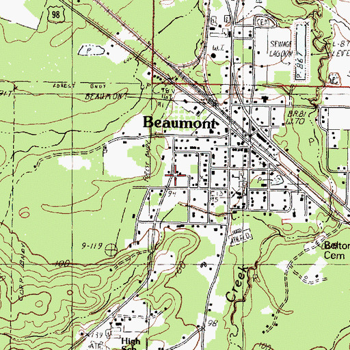 Topographic Map of Beaumont Police Department, MS