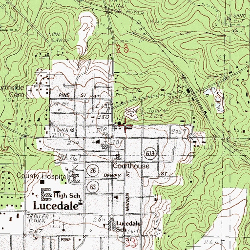 Topographic Map of Lucedale Police Department, MS