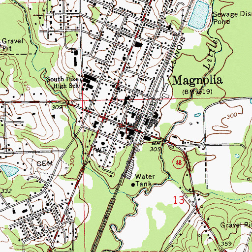 Topographic Map of Pike County Sheriff's Office, MS