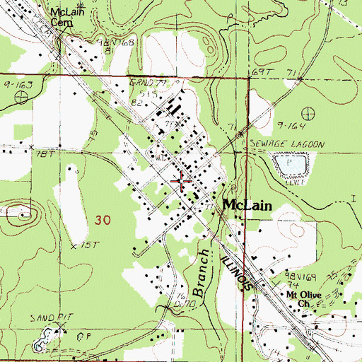 Topographic Map of McLain Police Department, MS