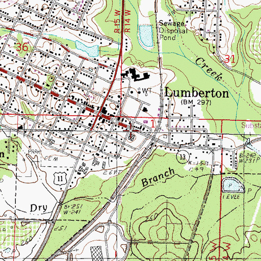 Topographic Map of Lumberton Police Department Chief of Police, MS