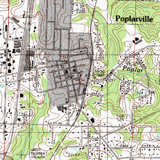 Topographic Map of Poplarville Police Department Communications, MS