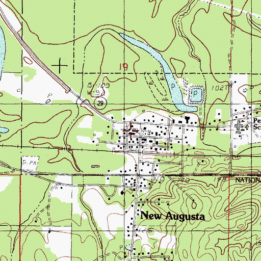 Topographic Map of New Augusta Police Department, MS