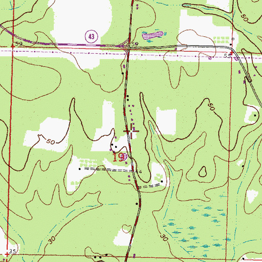 Topographic Map of Hancock County Sheriff's Department, MS