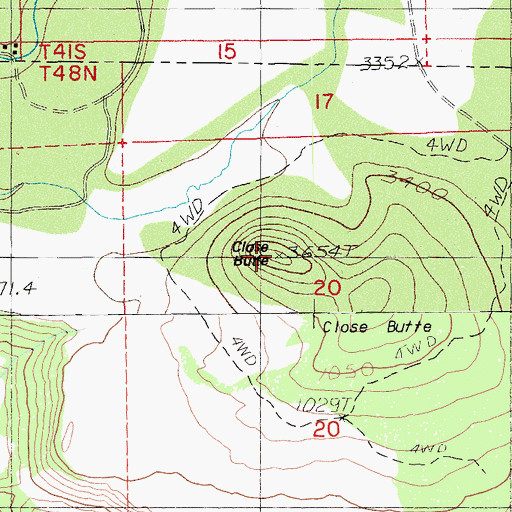 Topographic Map of Close Butte, CA