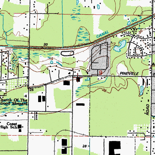Topographic Map of Long Beach Police Department, MS