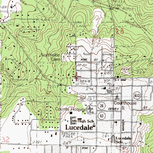 Topographic Map of Lucedale Police Department, MS
