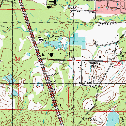 Topographic Map of Mississippi Highway Patrol Troop J, MS