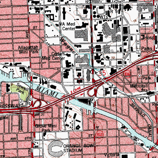 Topographic Map of Miami - Dade County Police Department - Court Liaison, FL