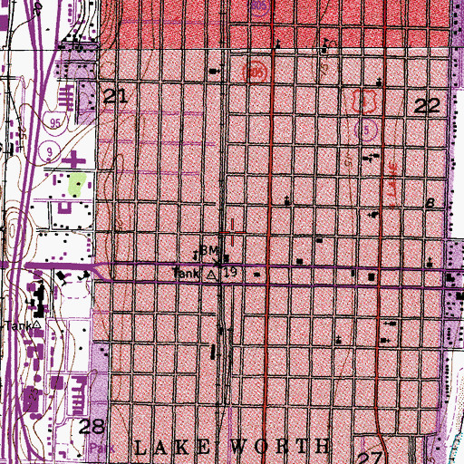 Topographic Map of Palm Beach County Sheriff's Office District 14 Lake Worth, FL