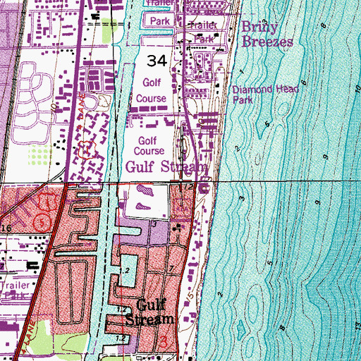 Topographic Map of Gulf Stream Police Department, FL