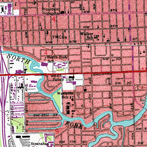 Topographic Map of Fort Lauderdale Police Department, FL