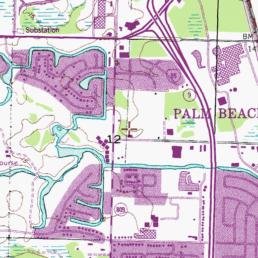 Topographic Map of Palm Beach Gardens Police Department, FL