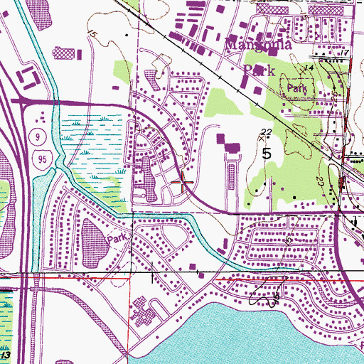 Topographic Map of Mangonia Park Town Police Department, FL