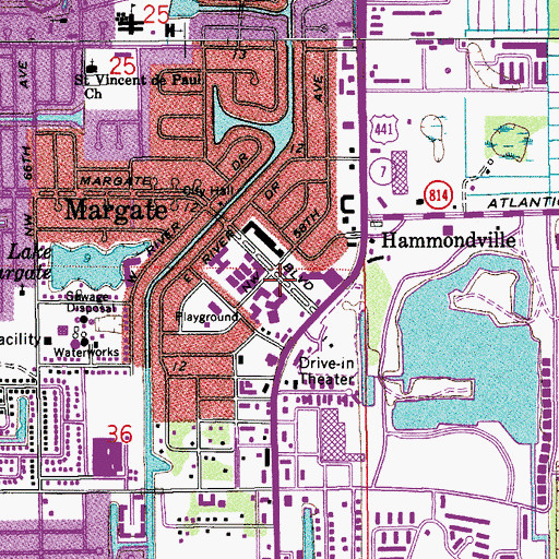 Topographic Map of Margate Police Department, FL