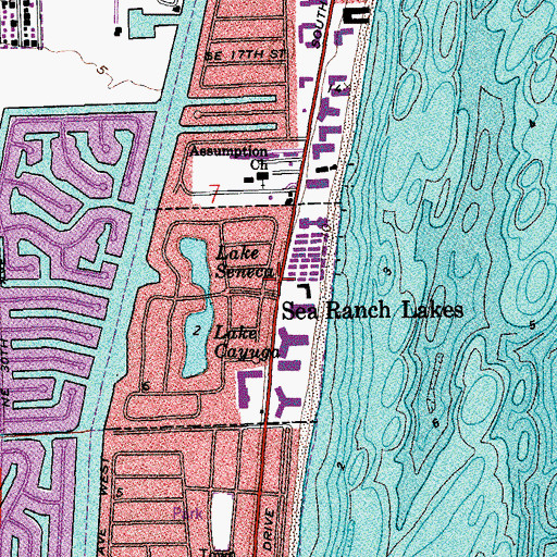Topographic Map of Sea Ranch Lakes Police Department, FL