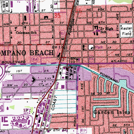 Topographic Map of Pompano Beach Police Department - Community Services, FL