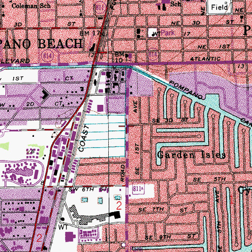 Topographic Map of Pompano Beach Police Pension, FL