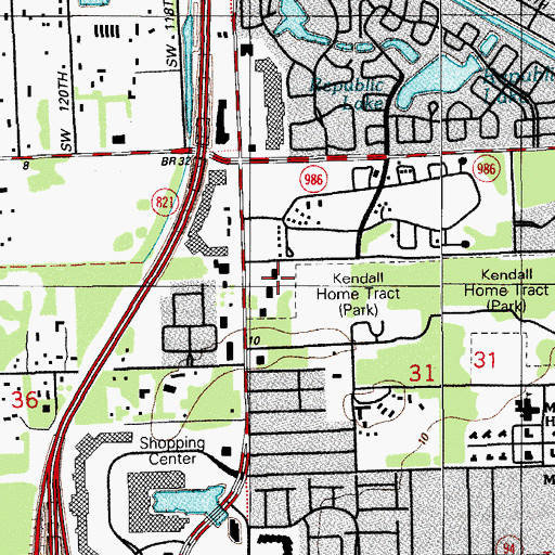 Topographic Map of Miami - Dade County Police Department - Kendall District Station, FL