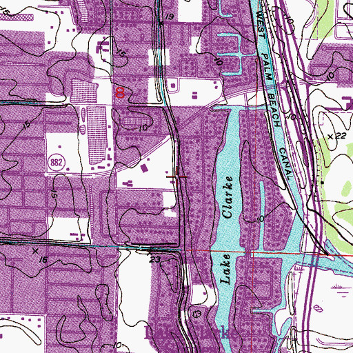 Topographic Map of Lake Clarke Shores Police Department, FL