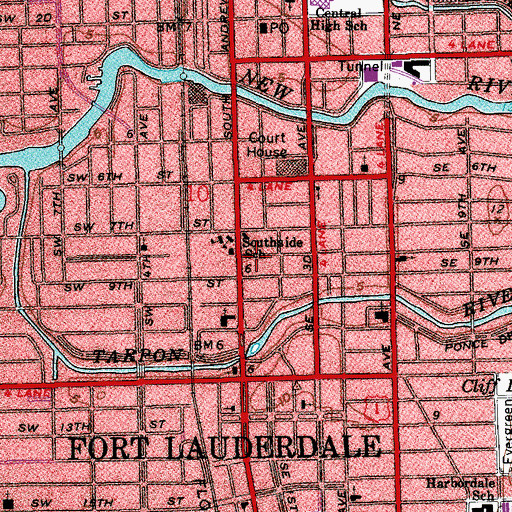 Topographic Map of Fort Lauderdale Police and Fire Retirement, FL