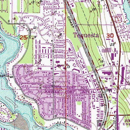 Topographic Map of Tequesta Police Department, FL