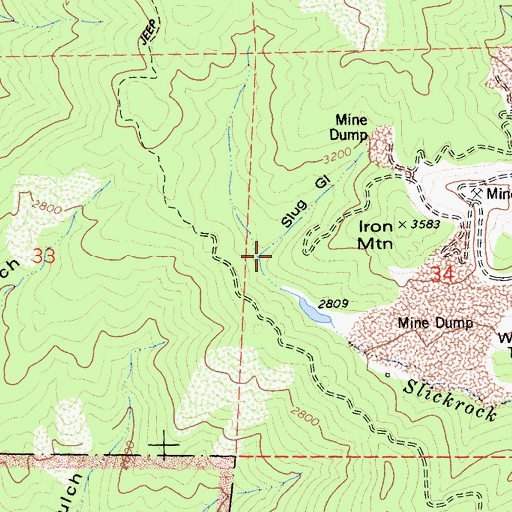 Topographic Map of Slug Gulch, CA