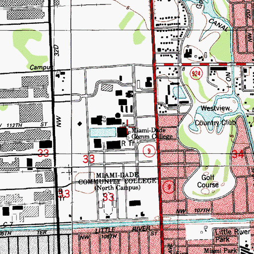Topographic Map of Miami - Dade College Police Department - North Campus, FL