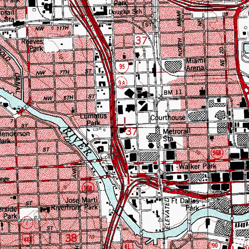 Topographic Map of Miami - Dade County Police Department, FL
