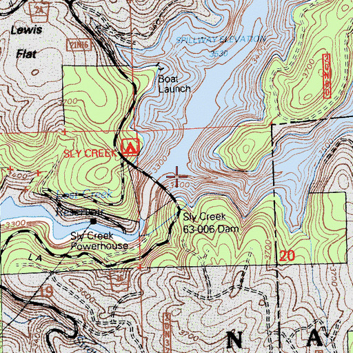 Topographic Map of Sly Creek, CA