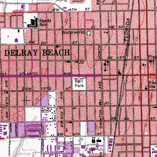 Topographic Map of Delray Beach Police Department, FL