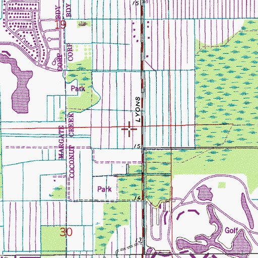 Topographic Map of Coconut Creek Police Department, FL