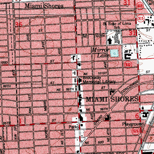 Topographic Map of Miami Shores Mobile Crime Watch, FL