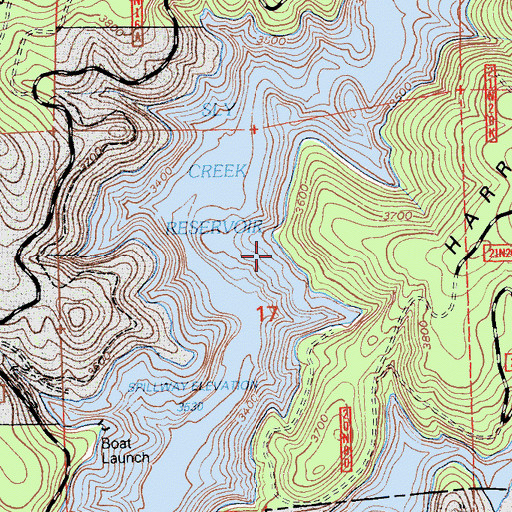 Topographic Map of Sly Creek Reservoir, CA