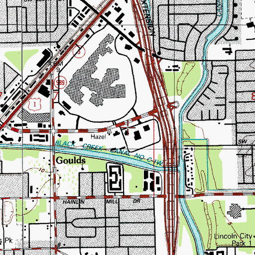 Topographic Map of Miami - Dade County Police Department South District Station, FL