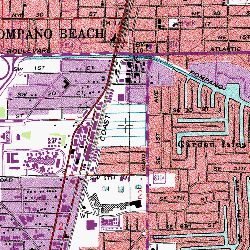 Topographic Map of Broward County Sheriff's Office District 11 Pompano Beach, FL