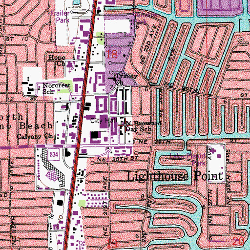 Topographic Map of Lighthouse Point Police Department, FL