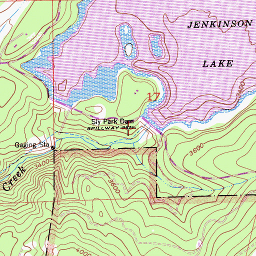 Topographic Map of Sly Park Dam, CA