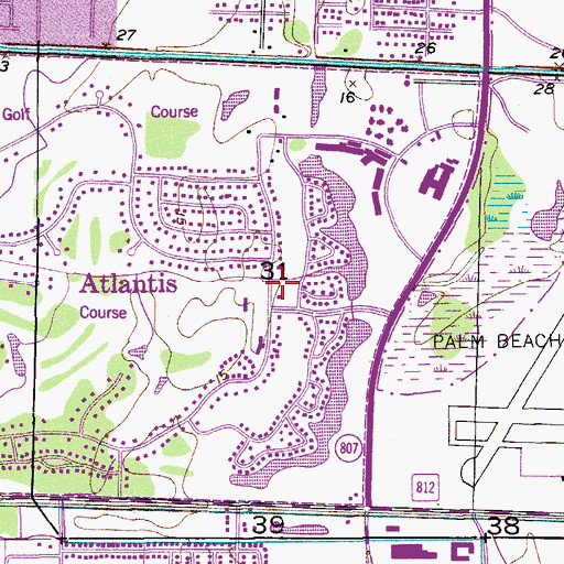 Topographic Map of Atlantis Police Department, FL
