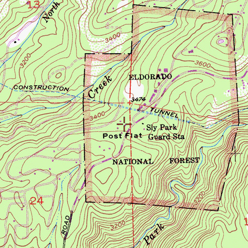 Topographic Map of Sly Park Guard Station, CA