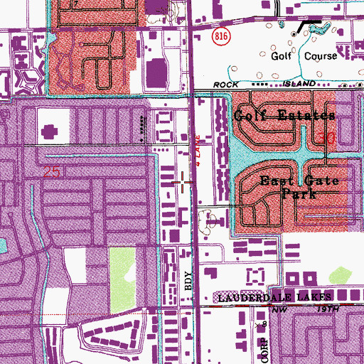 Topographic Map of Lauderhill Police Department, FL