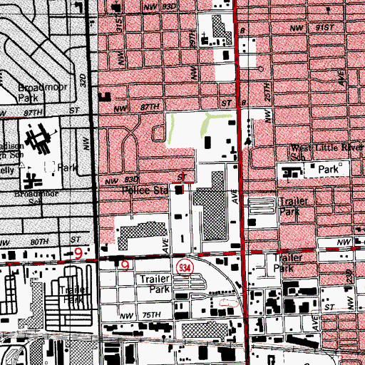 Topographic Map of Miami - Dade County Police Department - Northside District Station, FL