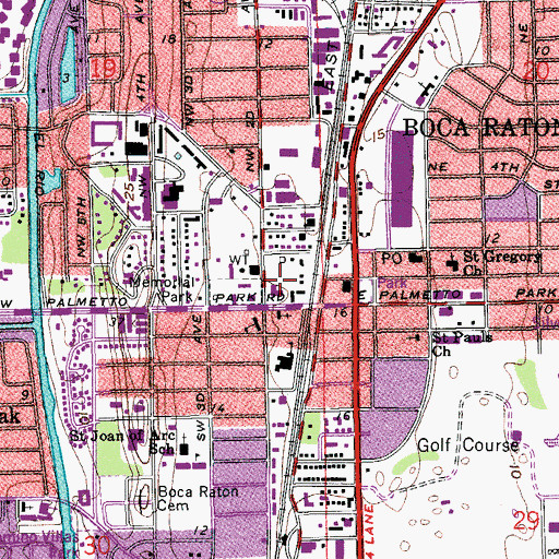 Topographic Map of Boca Raton Police Department, FL