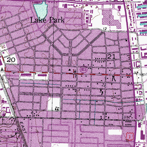 Topographic Map of Lake Park Sheriff's Department, FL
