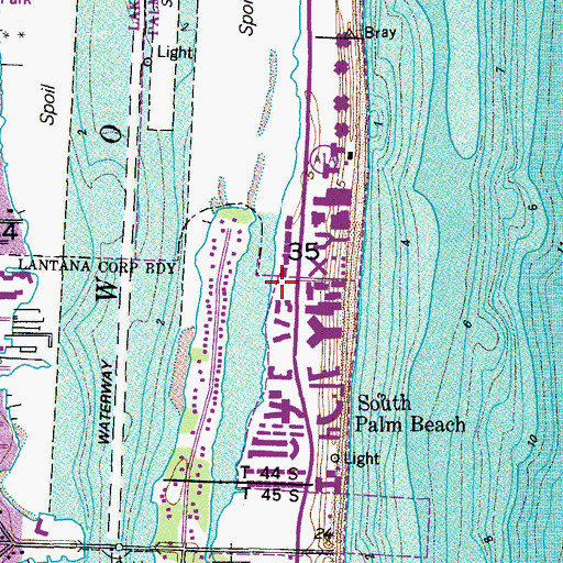 Topographic Map of South Palm Beach Public Safety Department, FL
