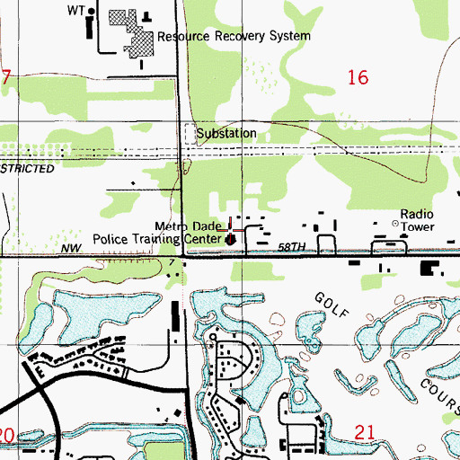 Topographic Map of Miami - Dade Public Safety Training Institute, FL