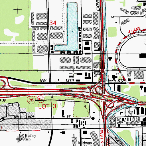 Topographic Map of Miami - Dade County Police - Investigation, FL